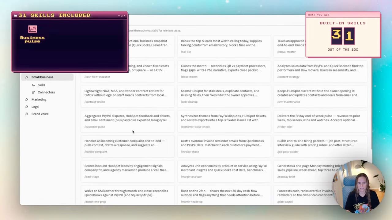Claude Cowork Small Business Plugin: 31 skills that run your operations for you