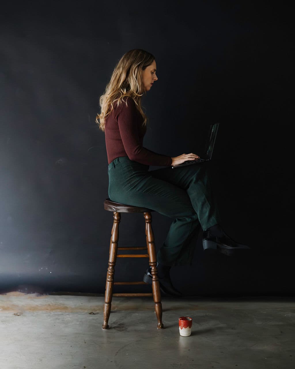 Brooke recording the Not Another AI Girl podcast